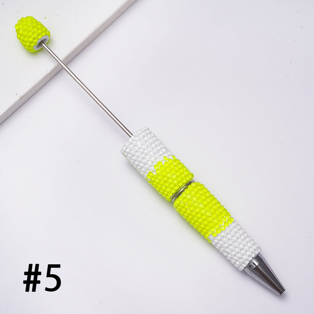 Beadable Clay Pens with Three Layers Colors Rhinestones Covered the Entire Pens, Neon Colors