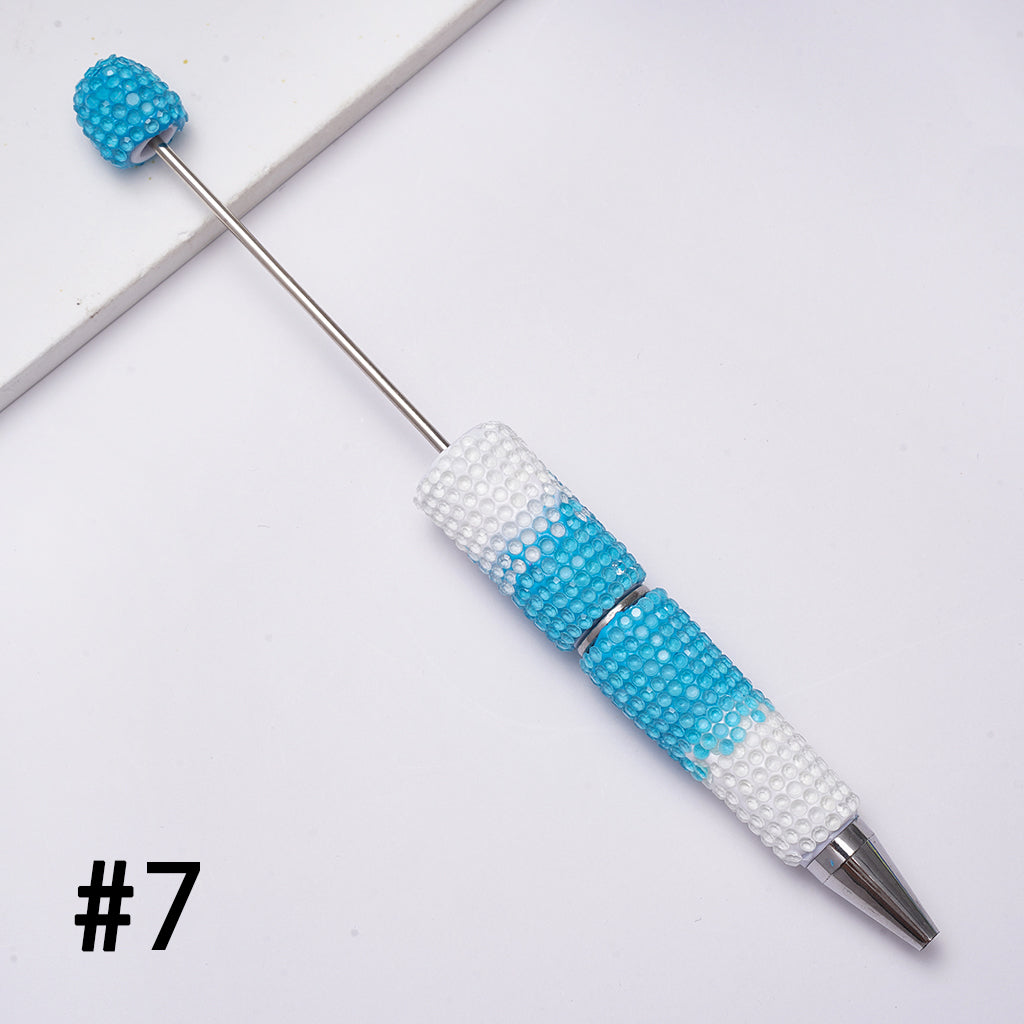 Beadable Clay Pens with Three Layers Colors Rhinestones Covered the Entire Pens, Neon Colors