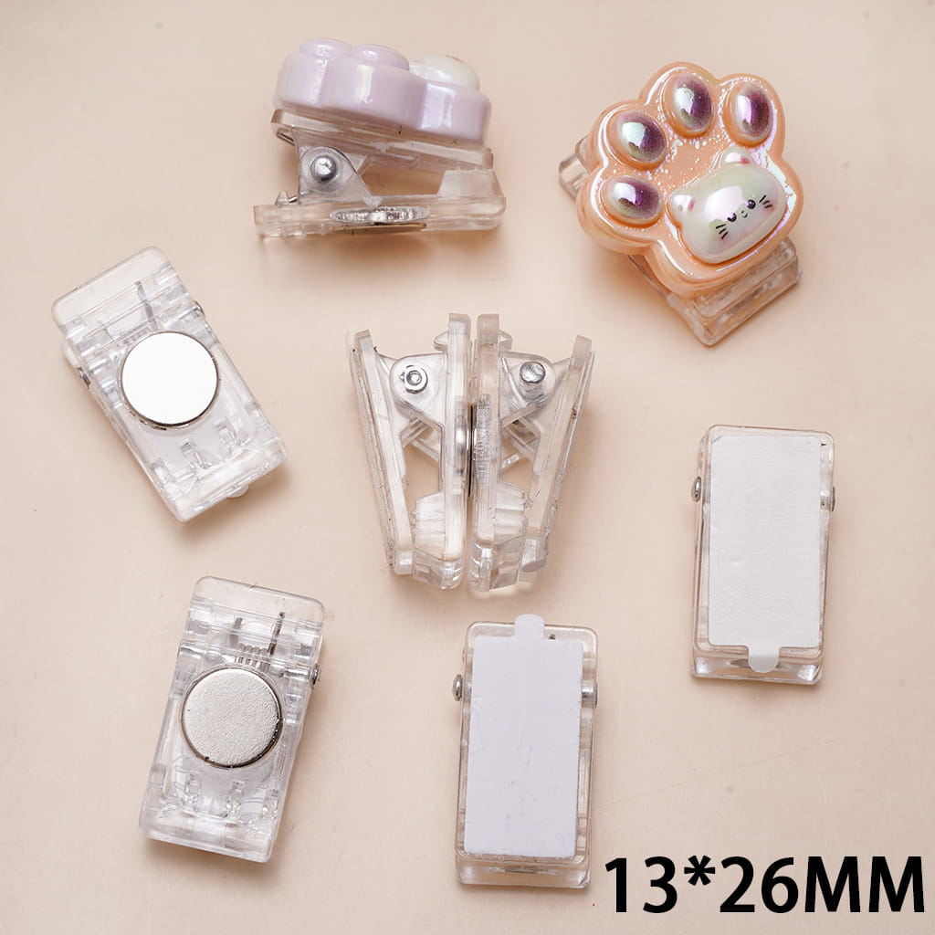 DIY Clear Acrylic Clip with Tape and Magnet, 13*26MM (Do Not Include Charm)