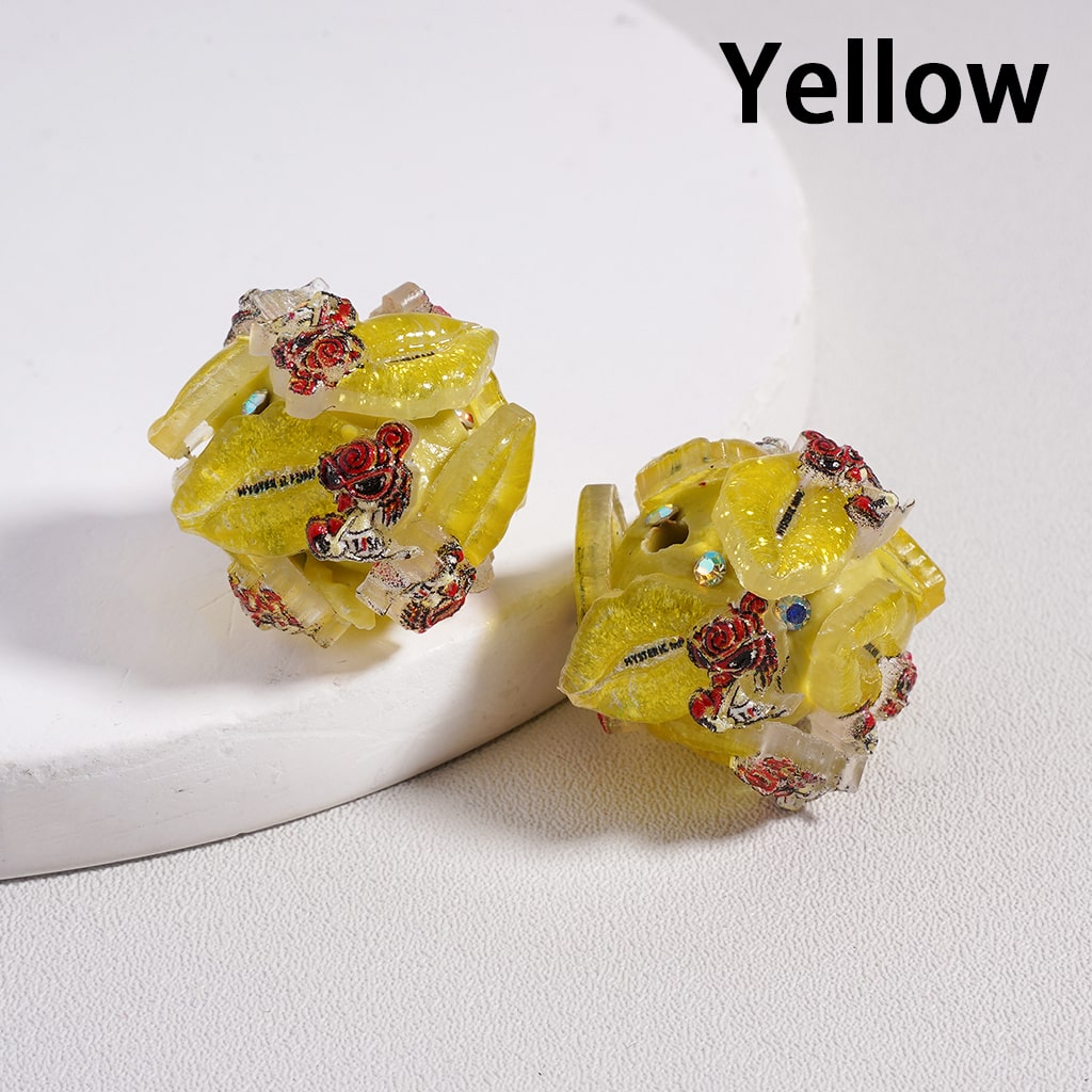 Clay Beads Cute Vivid Glitter Lips AB Rhinestones, Multi-Color, 20MM