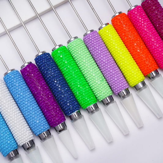 Beadable Clay Wax Tool Pen for Rhinestone Picker Dotting, w Rhinestones Covered the Entire Pens, Neon Colors (The Wax Head is available to replace)