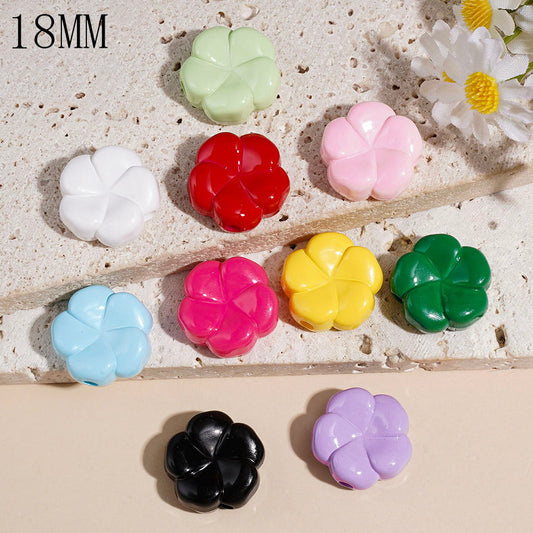 Five-Petaled Flower in Solid Color Acrylic Beads, 18MM Multi-Color Random Mix