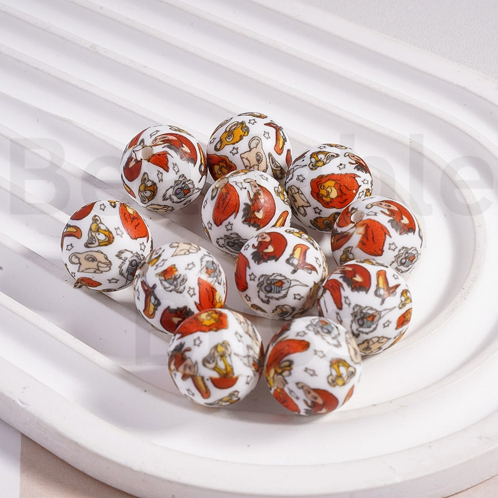 The Lion Kin Series Printed Silicone Beads 15MM Z-00304
