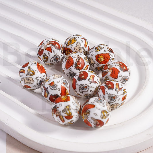 The Lion Kin Series Printed Silicone Beads 15MM Z-00304