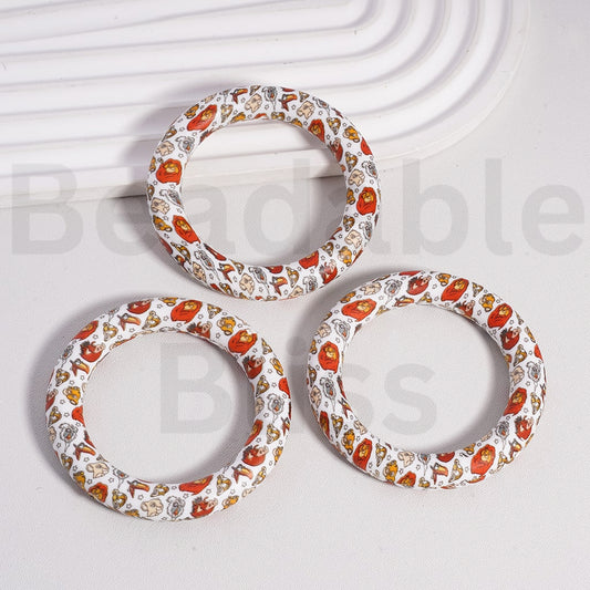 Silicone Ring Frame Bead Circle Round Soft Car Hanger Charm Loop The Lion Kin Series Prints 65mm