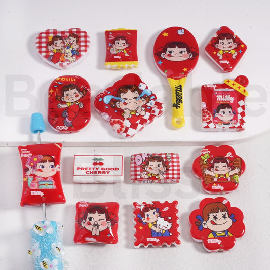 Acrylic Beads Pendants Fujiy Food Pek Milk Series in Different Shapes, Random Mix