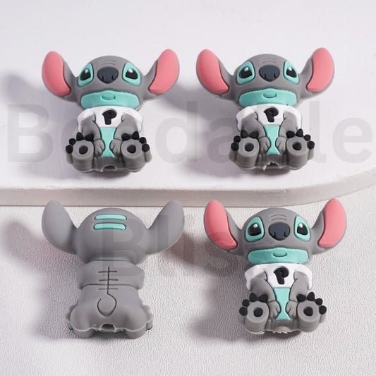 Silicone Focal Beads 3D Cute Gray Stitc