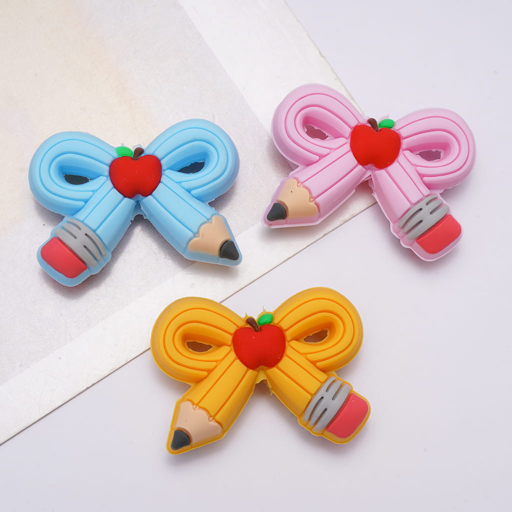 Silicone Focal Beads Bowtie Shaped Pencil in Assorted Colors
