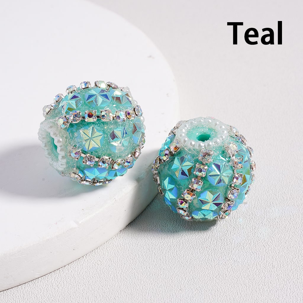 Acrylic Beads Shiny Flowers AB Rhinestones Chains Multi-Color 18MM
