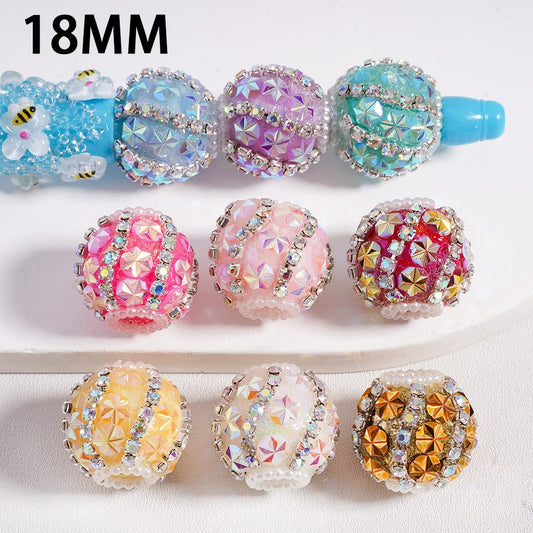 Acrylic Beads Shiny Flowers AB Rhinestones Chains Multi-Color 18MM