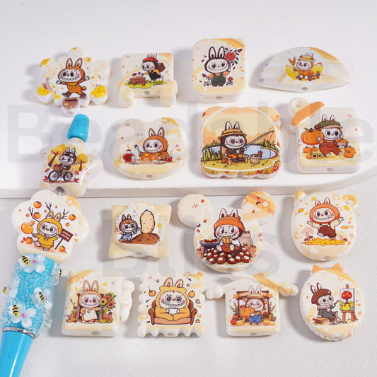 Acrylic Beads Pendants L-B-B & Autumn Series in Different Shapes, Random Mix