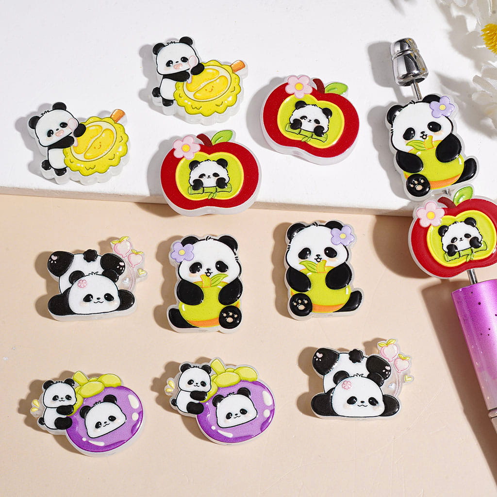 Acrylic Beads with Panda Series in Diverse Style, Semi-Clear
