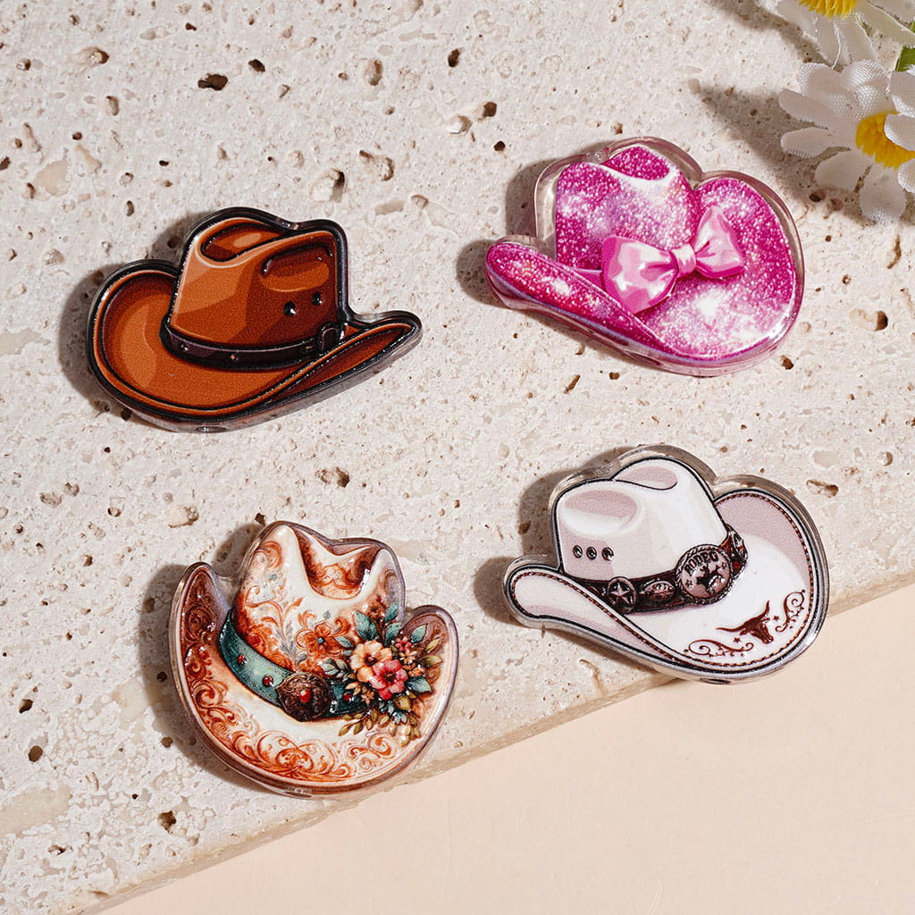Various Decorative Cowboy Hats Series Acrylic Beads, Semi-Clear, Random Mix Multi-Color