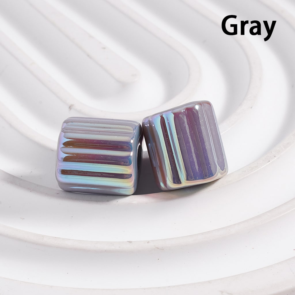 Acrylic Beads UV Coating Cute Cylinder with Stripes, Solid Color, 10*12MM(Single Color is available for 500pcs(Whole Bag) Only)