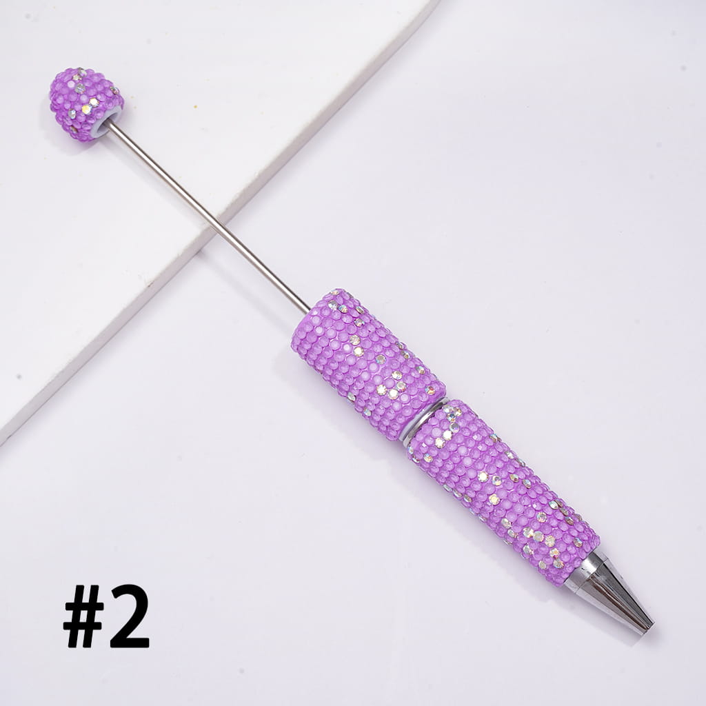 Beadable Clay Pens with Multi-Color & AB Rhinestones Covered the Entire Pens, Neon