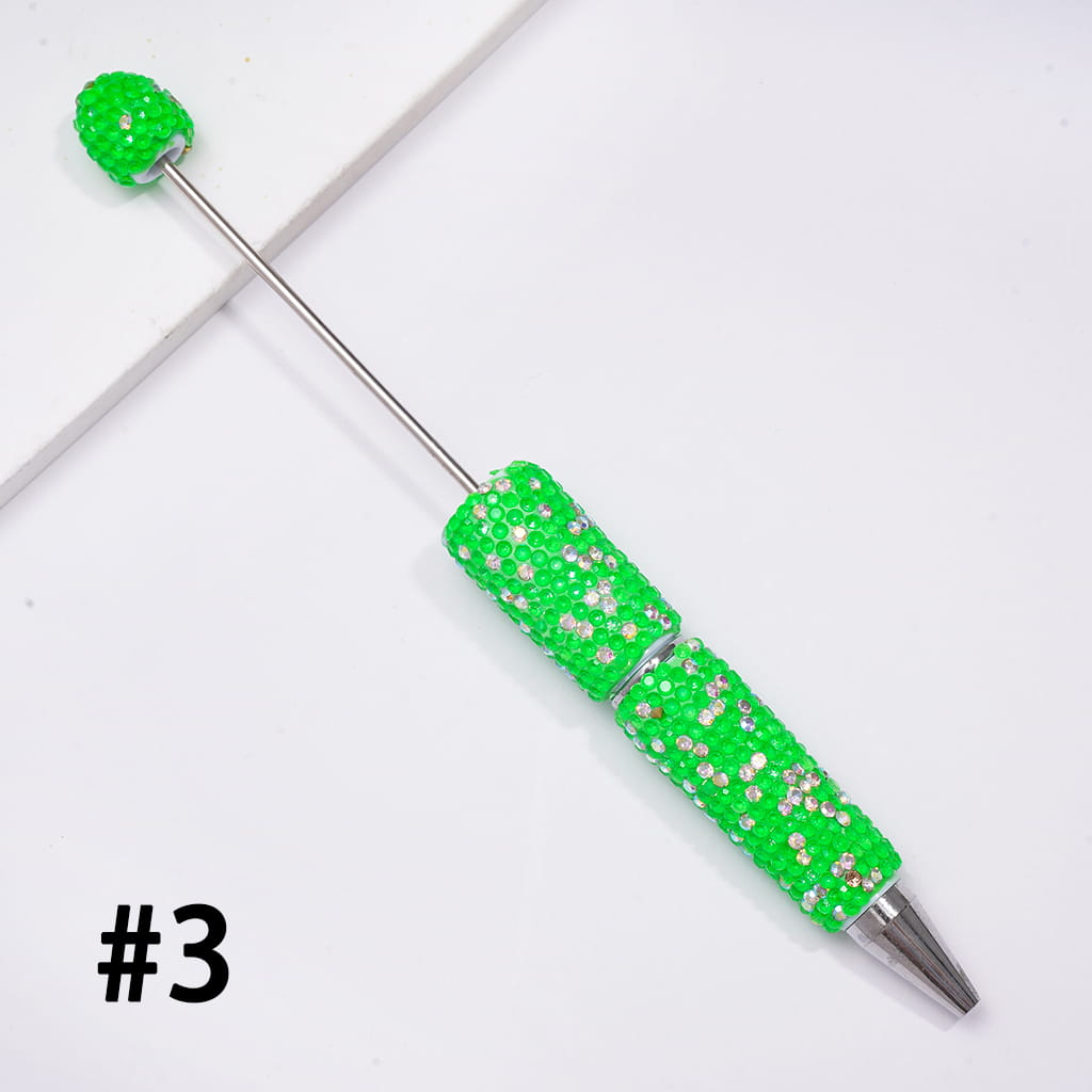 Beadable Clay Pens with Multi-Color & AB Rhinestones Covered the Entire Pens, Neon