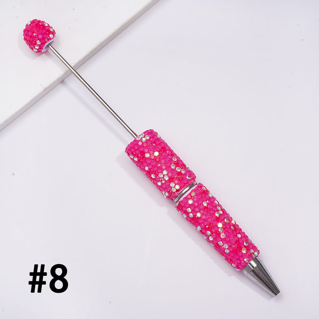 Beadable Clay Pens with Multi-Color & AB Rhinestones Covered the Entire Pens, Neon