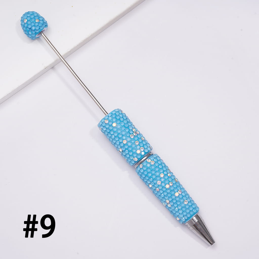 Beadable Clay Pens with Multi-Color & AB Rhinestones Covered the Entire Pens, Neon