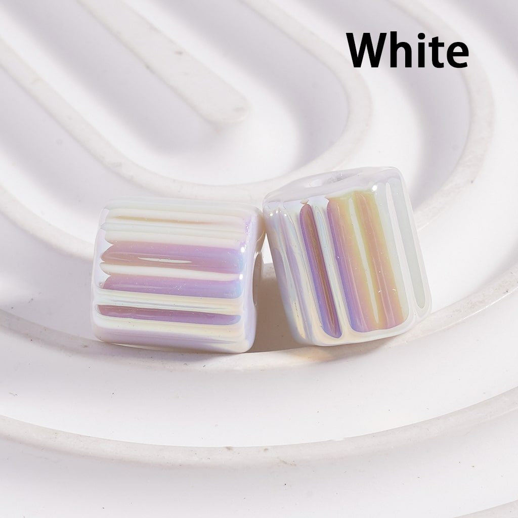 Acrylic Beads UV Coating Cute Cylinder with Stripes, Solid Color, 10*12MM(Single Color is available for 500pcs(Whole Bag) Only)