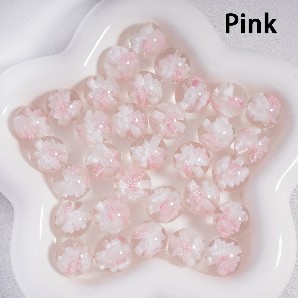 Acrylic Beads Luminous Color Changing Cute Glitter Butterfly Inside, Clear, 16MM
