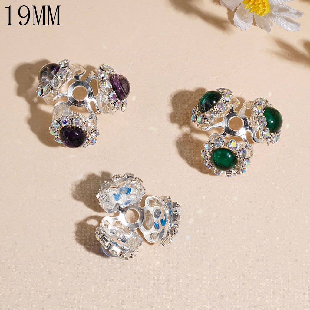 Alloy Bead Cap Cage with Half-Shell Rhinestones & AB Rhinestones Chains, 19MM Gold & Silver (They Fit 14MM Beads)