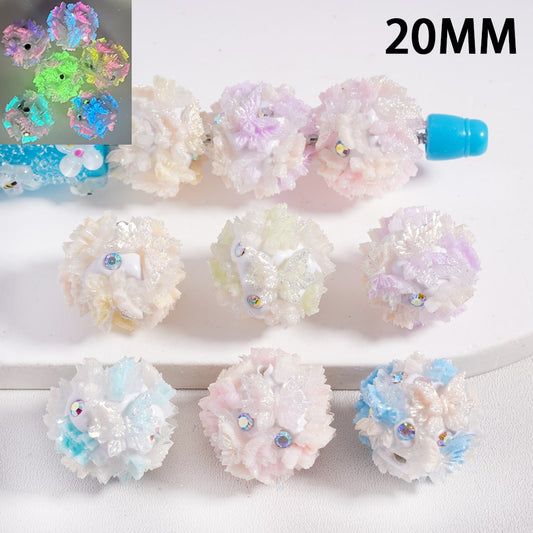 Clay Beads Luminous Shiny Glitter Butterfly AB Rhinestones, 20MM, Random Mix