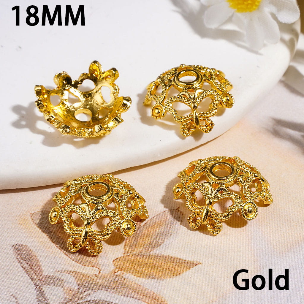 Alloy Bead Cages Butterfly, Bead Cap, 18MM Gold & Silver & Gun Black (They Fit 16MM Beads)