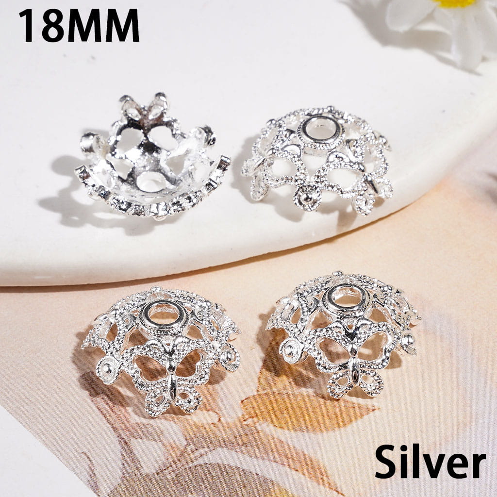 Alloy Bead Cages Butterfly, Bead Cap, 18MM Gold & Silver & Gun Black (They Fit 16MM Beads)