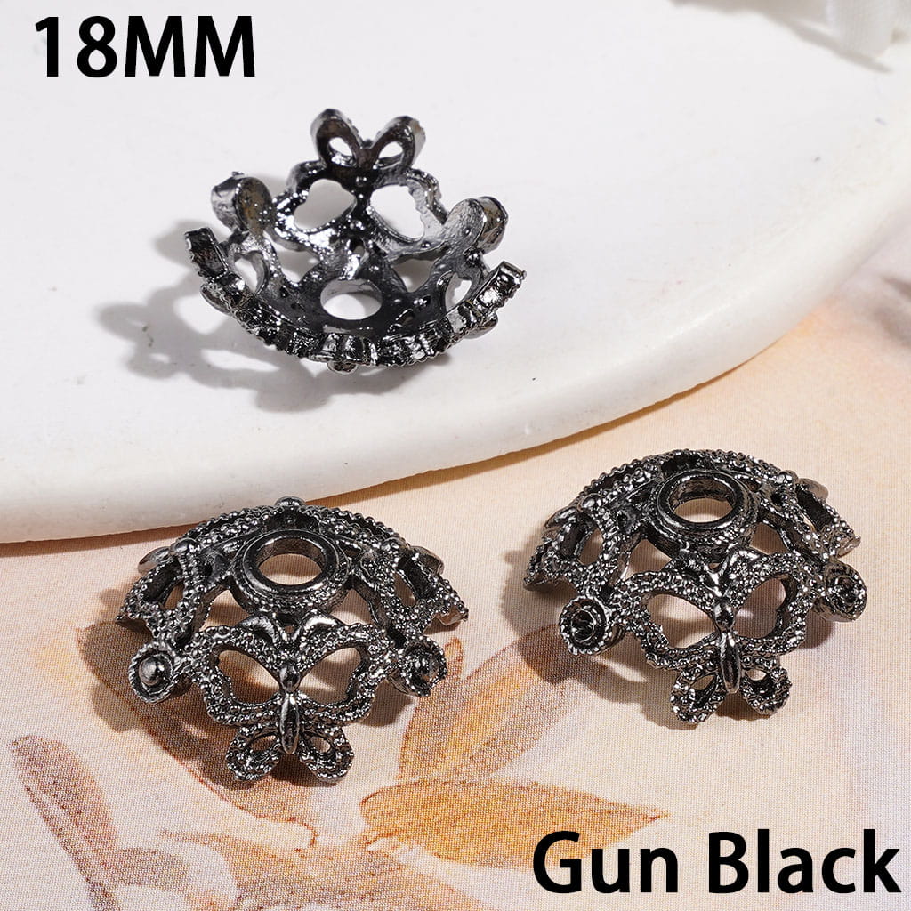 Alloy Bead Cages Butterfly, Bead Cap, 18MM Gold & Silver & Gun Black (They Fit 16MM Beads)