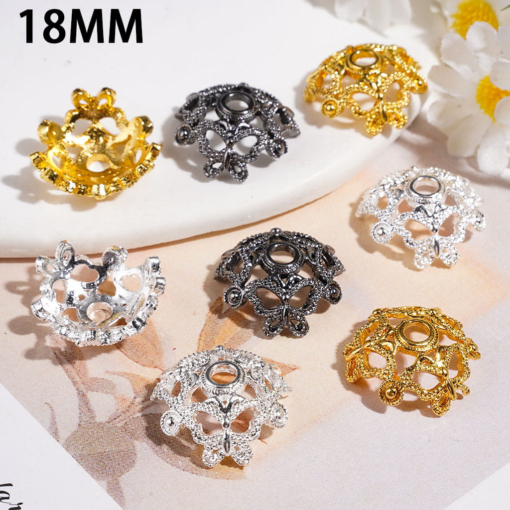 Alloy Bead Cages Butterfly, Bead Cap, 18MM Gold & Silver & Gun Black (They Fit 16MM Beads)