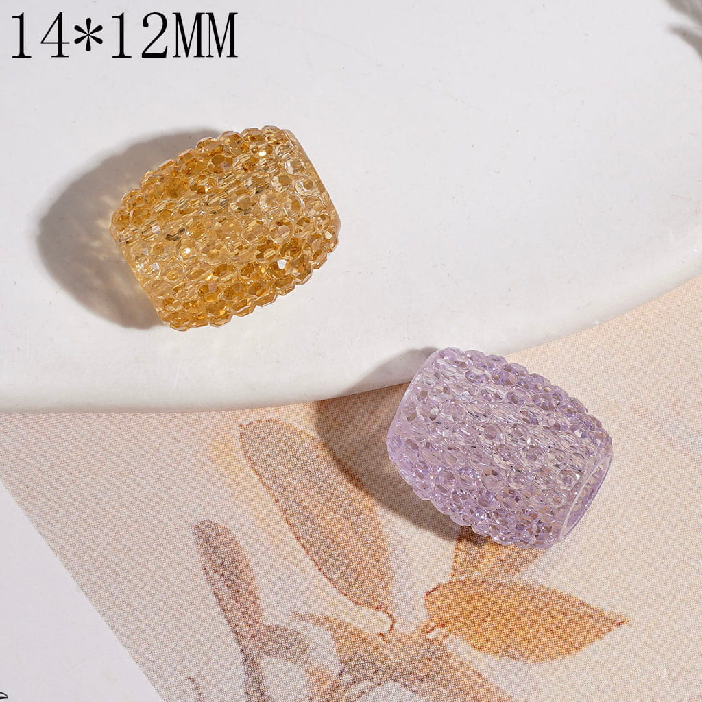Acrylic Barrel Beads with Rhinestones and Big Hole, 14*12MM Random Mix Multi-Color (The Hole Diameter is Around 5MM)