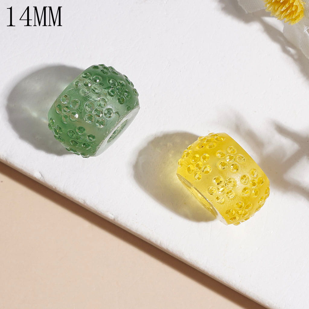 Acrylic Wheel Beads with Flower Shape Rhinestones, 14MM Multi-Color Random Mix (The Hole Diameter is Around 5MM)