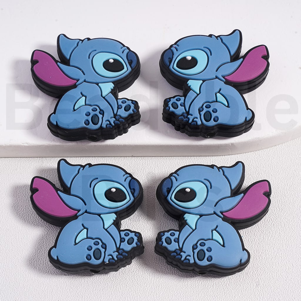 Silicone Focal Beads Cute Blue Stitc Eeyor Winni the Pooh