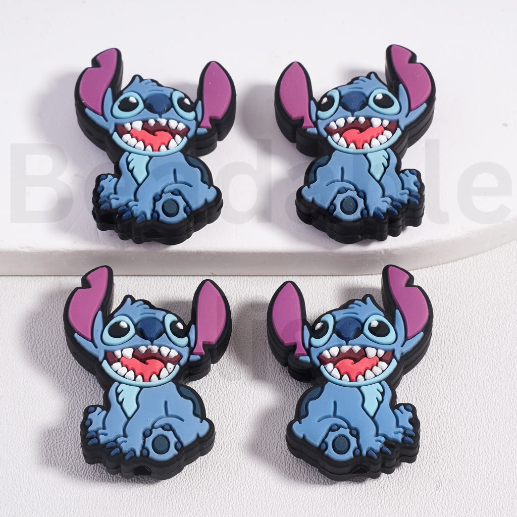 Silicone Focal Beads Cute Blue Stitc Eeyor Winni the Pooh
