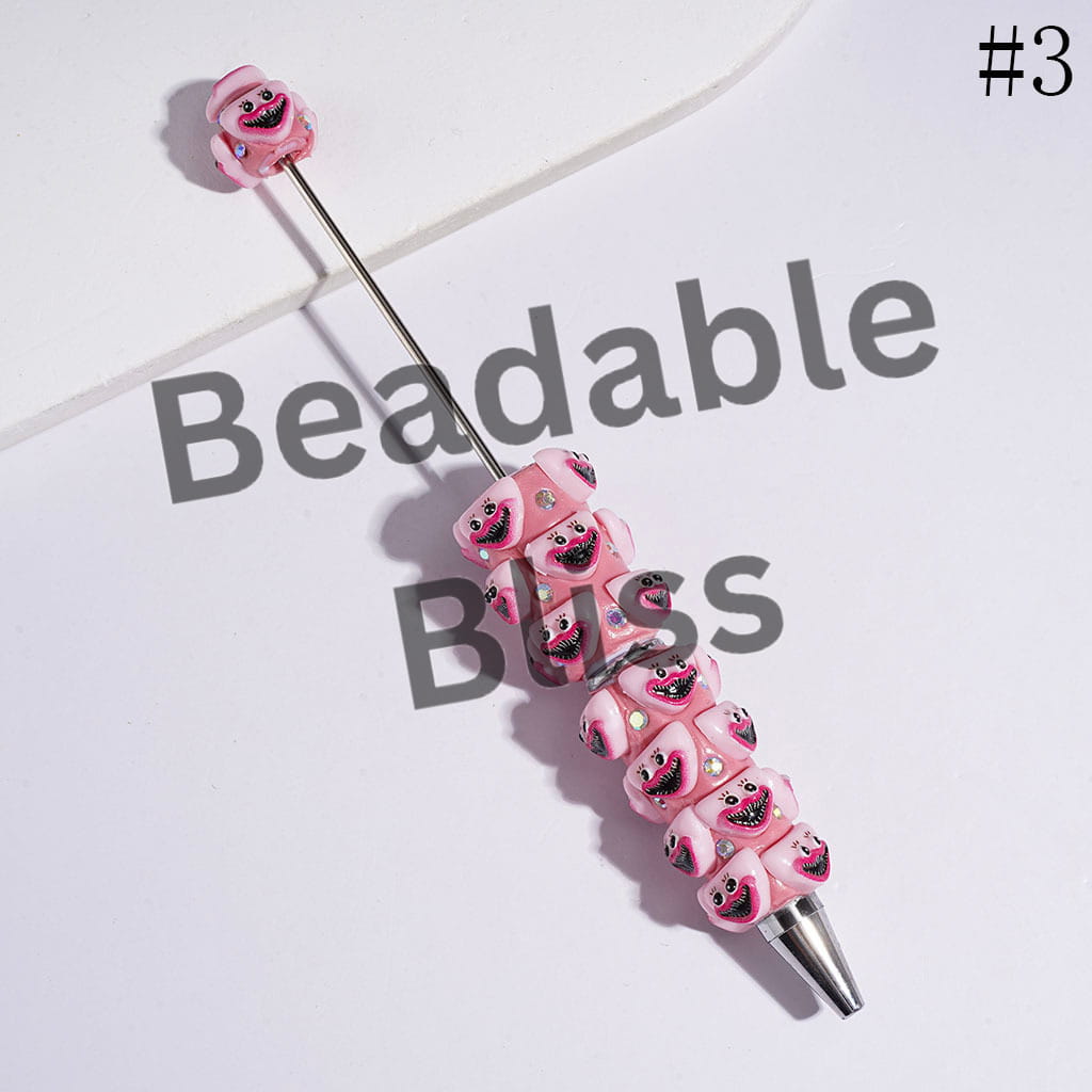 Beadable Clay Pens Villain Doll Character w Big Mouth & AB Rhinestones, Pink and Blue Series