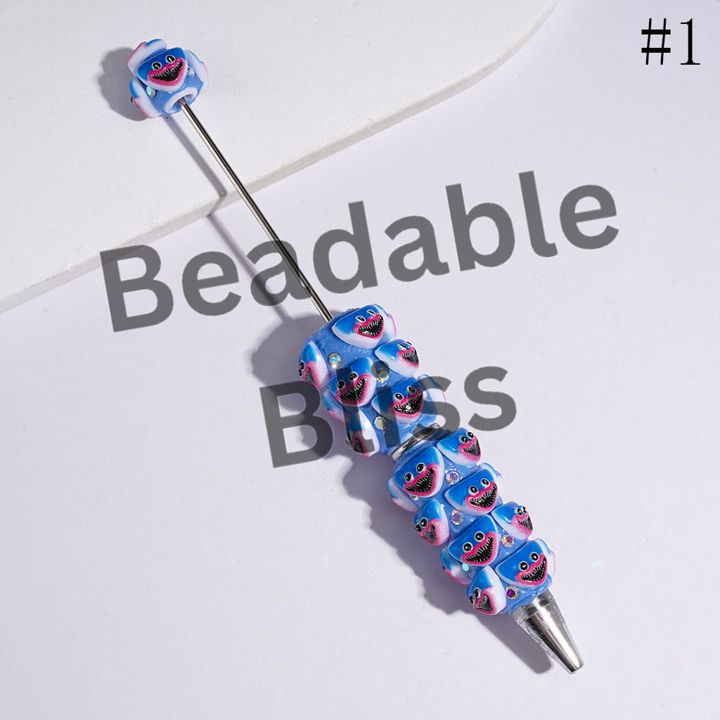 Beadable Clay Pens Villain Doll Character w Big Mouth & AB Rhinestones, Pink and Blue Series