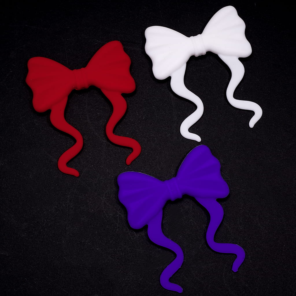 Silicone Focal Beads Soft Bowknot in Flat Shape, Neon Colors, Random Mix