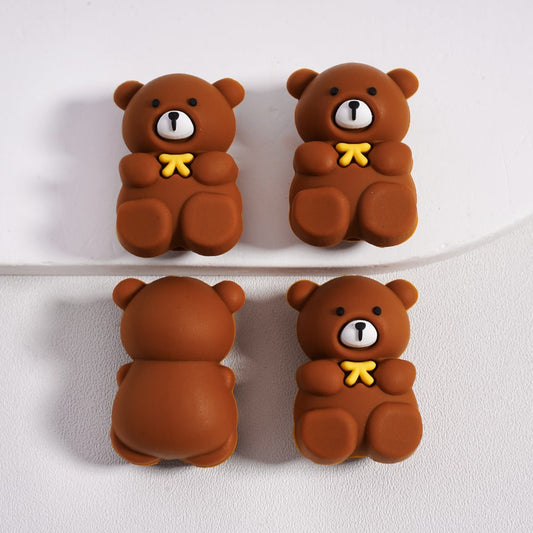 Silicone Focal Beads 3D Cute Brown Bear