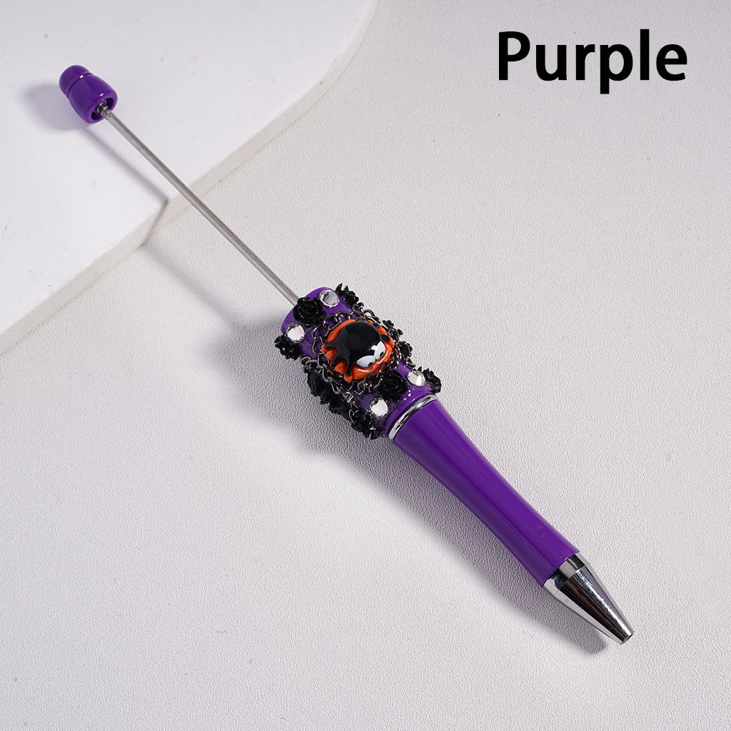 Beadable Pen with Cute Spider Flower Chains Clear Rhinestones Halloween