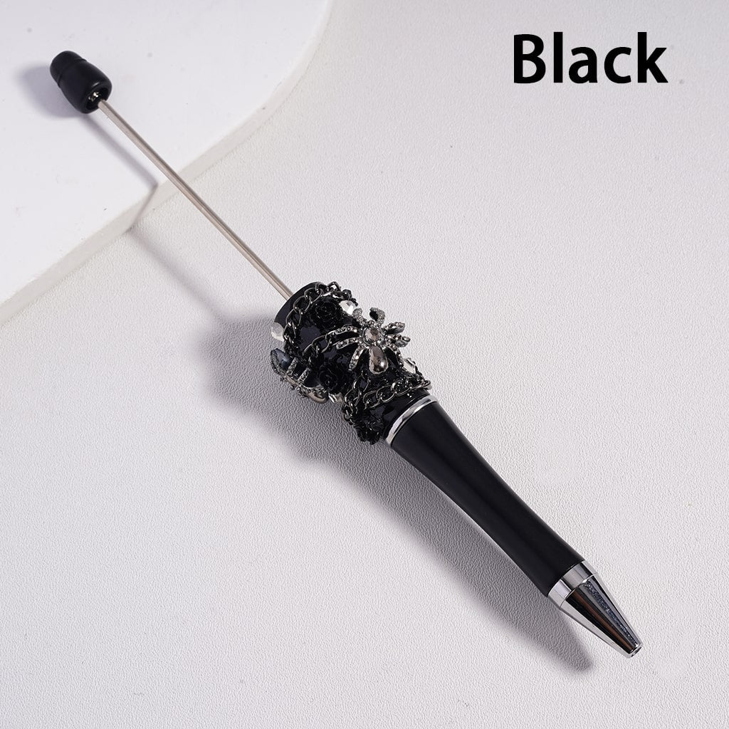 Beadable Pen with Cute Spider Flower Chains Clear Rhinestones Halloween