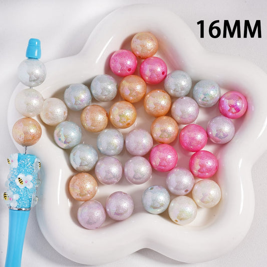 Acrylic Beads UV Coating Bumpy Effect, 16MM, Random Mix