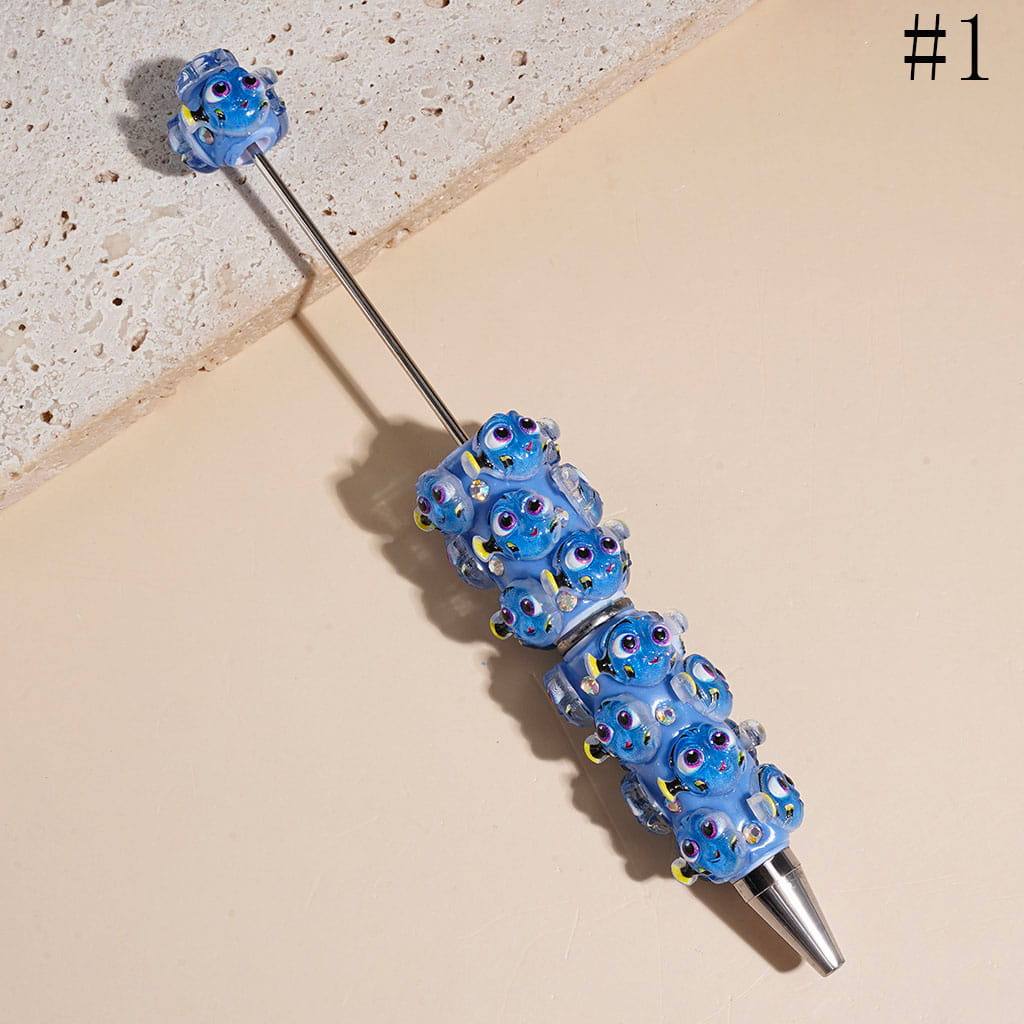 Beadable Clay Pens Sea Marine Life Series with Fish Turtle and AB Rhinestones