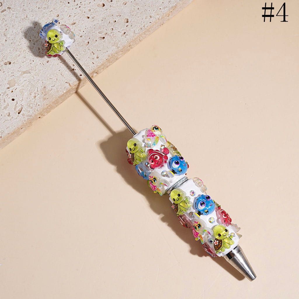 Beadable Clay Pens Sea Marine Life Series with Fish Turtle and AB Rhinestones