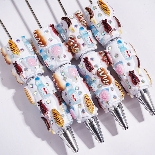 Food Beverage Theme and AB Rhinestones Beadable Clay Pens