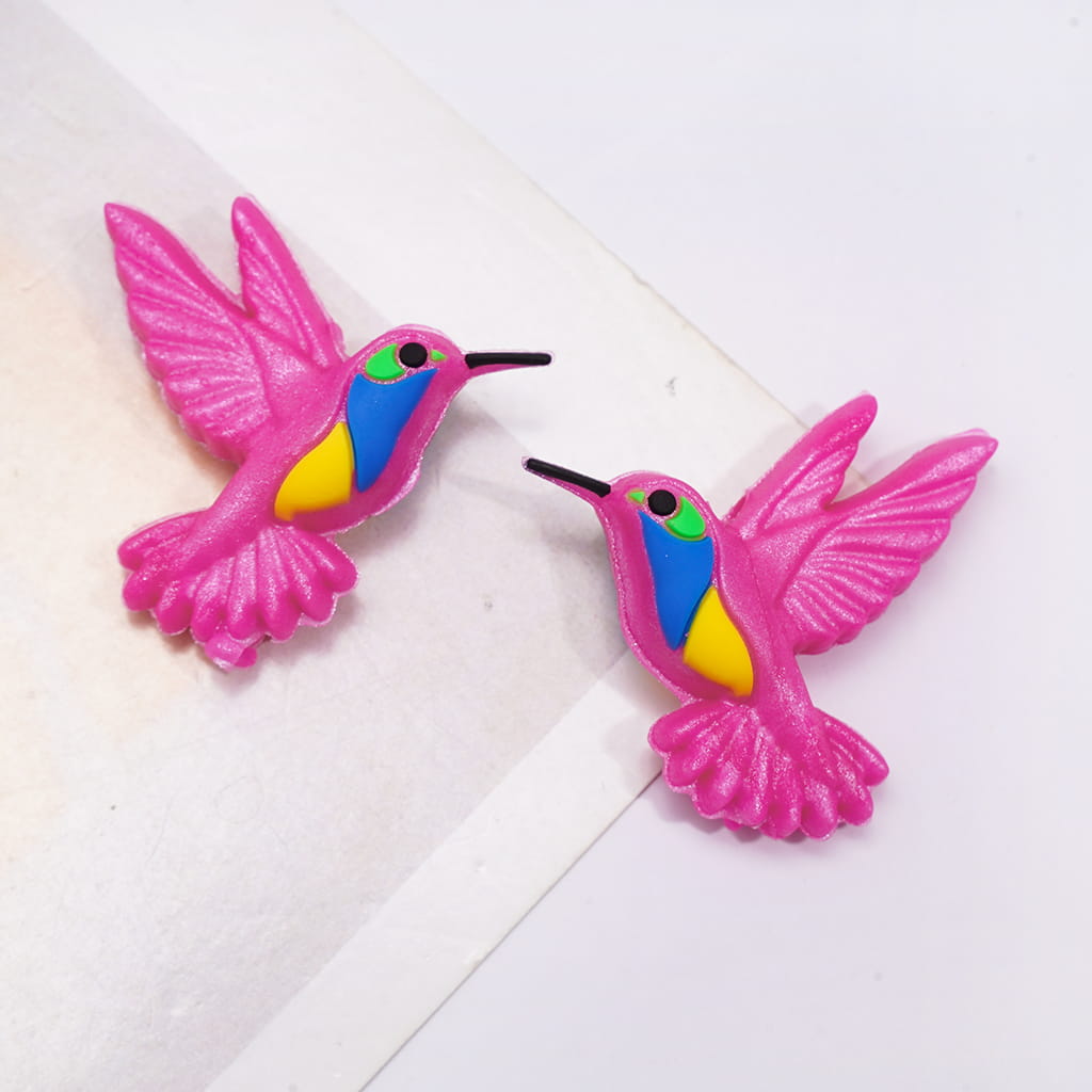 Silicone Focal Beads 3D Hummingbird Opening Wings, Multi-Color