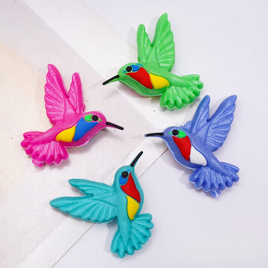 Silicone Focal Beads 3D Hummingbird Opening Wings, Multi-Color