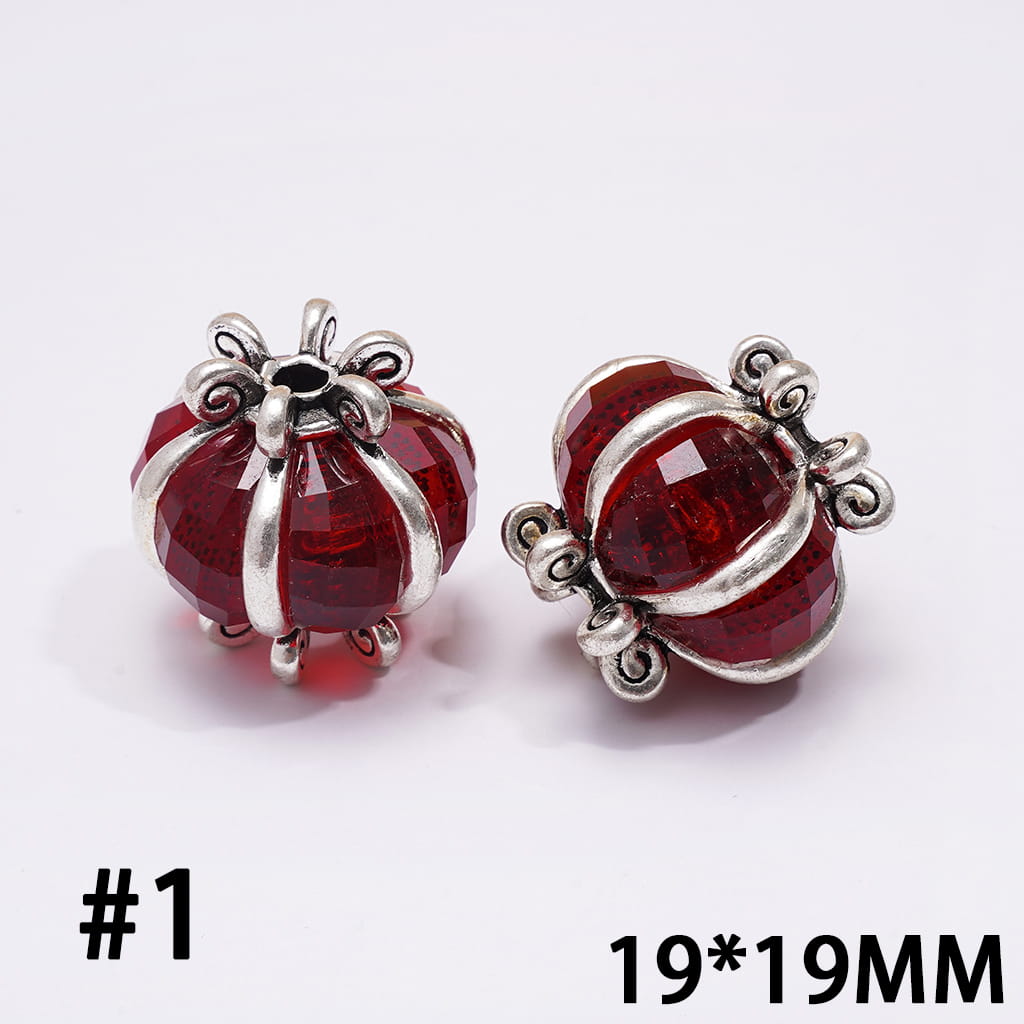 Alloy Beads Halloween Pumpkin Lantern Shape with Various Colors Rhinestones, 19*19MM
