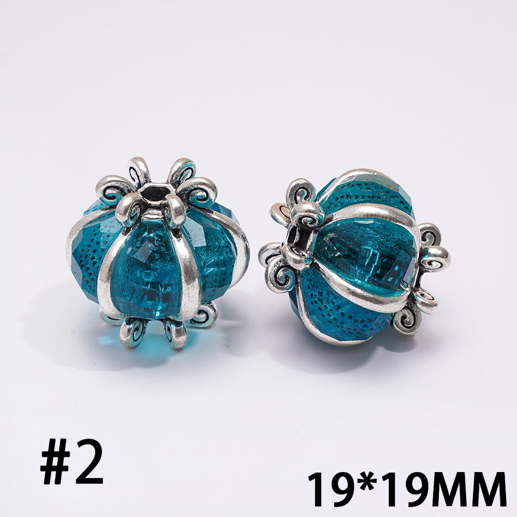 Alloy Beads Halloween Pumpkin Lantern Shape with Various Colors Rhinestones, 19*19MM