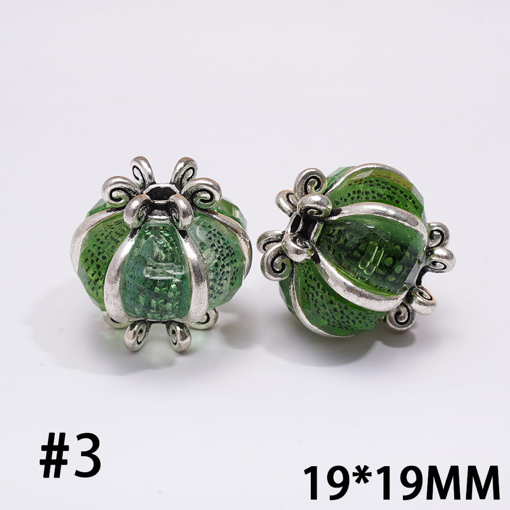 Alloy Beads Halloween Pumpkin Lantern Shape with Various Colors Rhinestones, 19*19MM
