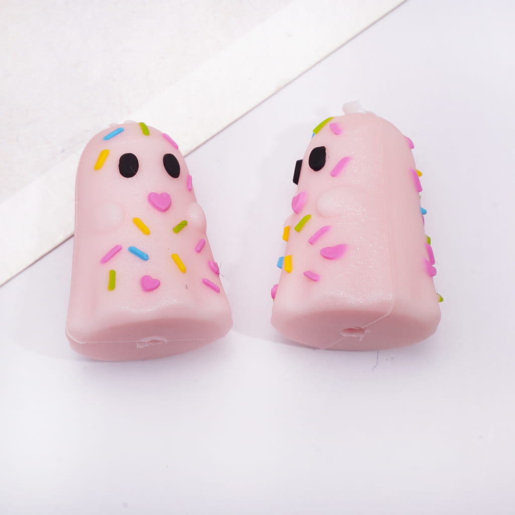 Silicone Focal Beads 3D Halloween Sprinkle Ghost, Pink and Silver White